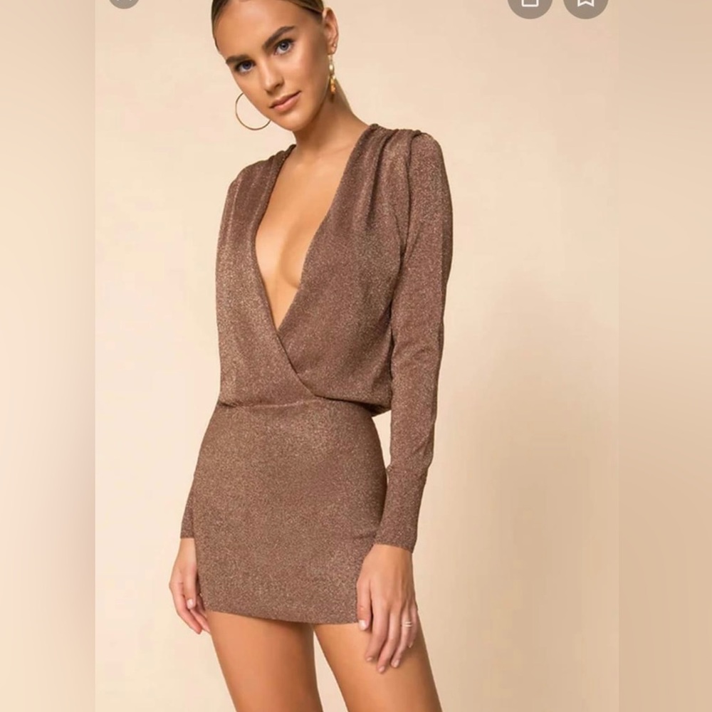 Revolve Superdown Brown Shimmer Dress | Size Small